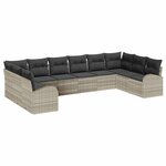 vidaXL Ensemble de canapé de jardin avec coussin 10 Pièces Gris clair