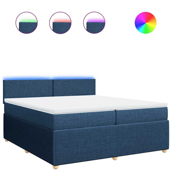 vidaXL Sommier à lattes de lit avec matelas Bleu 200x200 cm Tissu