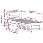 vidaXL Cadre de lit avec tête de lit Blanc 75 x 190 cm Pin massif