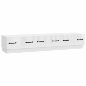 vidaXL Meuble TV Blanc brillant 147 x 34 5 x 27 cm Bois d'ingénierie
