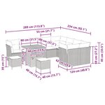 vidaXL Ensemble de canapé de jardin avec coussin 12 Pièces Noir et crème