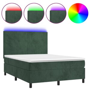 vidaXL Sommier à lattes de lit avec matelas LED Vert foncé 140x190 cm