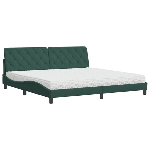vidaXL Lit avec matelas vert foncé 200x200 cm velours