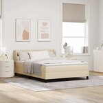 vidaXL Lit à ressorts avec matelas Crème 140 x 200 cm tissu