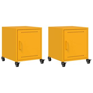 vidaXL Tables de chevet 2 Pièces jaune moutarde 36x39x43 5 cm acier