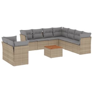 vidaXL Salon de jardin et coussins 11 Pièces mélange beige résine tressée
