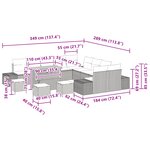 Set de 14 pièces de canapés de jardin avec coussins noir en rattan synthétique