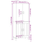 vidaXL Buffet haut Blanc 69 5x34x180 cm Bois d'ingénierie