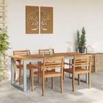 Table de salle à manger extérieure vidaXL Grise 200x90x75 cm Acier et Bois Massif Acacia