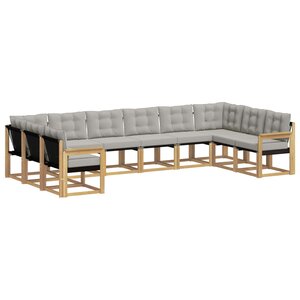 vidaXL Ensemble de canapés d'extérieur 10 pc Blanc et gris clair