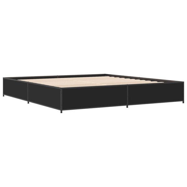 vidaXL Cadre de lit noir 200x200 cm bois d'ingénierie et métal