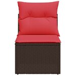 vidaXL Canapé de jardin sans accoudoirs avec coussins en polyrotin marron