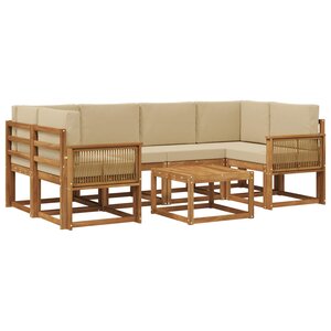 vidaXL Ensemble de canapés d'extérieur 7 pc Naturel et Beige Polyester
