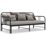 vidaXL Cadre de canapé-lit extensible Noir Métal 90x200 cm