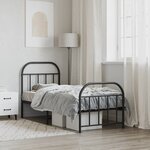 vidaXL Cadre de lit métal sans matelas avec pied de lit noir 75x190 cm