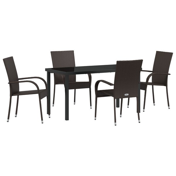 vidaXL Ensemble de salle à manger de jardin 5 pièces Marron Poly Rattan