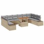 vidaXL Ensemble de canapé de jardin avec coussin 11 Pièces Beige  Gris