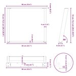 vidaXL Pieds de table à manger en U 2 pièces Anthracite 90 x (72-73) cm Acier