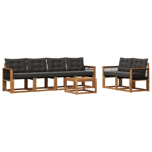 vidaXL Ensemble de canapés d'extérieur 7 pc Naturel et noir