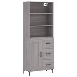 vidaXL Buffet haut Sonoma gris 69 5x34x180 cm Bois d'ingénierie