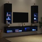 vidaXL Meuble TV 2 Pièces Noir 30 5 x 30 x 102 cm Bois d'ingénierie