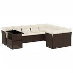 vidaXL Salon de jardin 10 Pièces avec coussins marron résine tressée