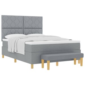 vidaXL Lit à ressorts avec coussin Gris clair 200 x 160 cm tissu