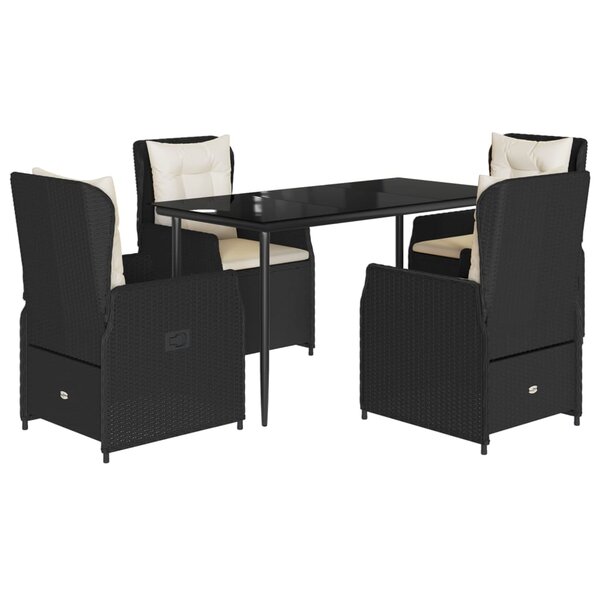 vidaXL Ensemble à manger de jardin coussins 5Pièces Noir Résine tressée