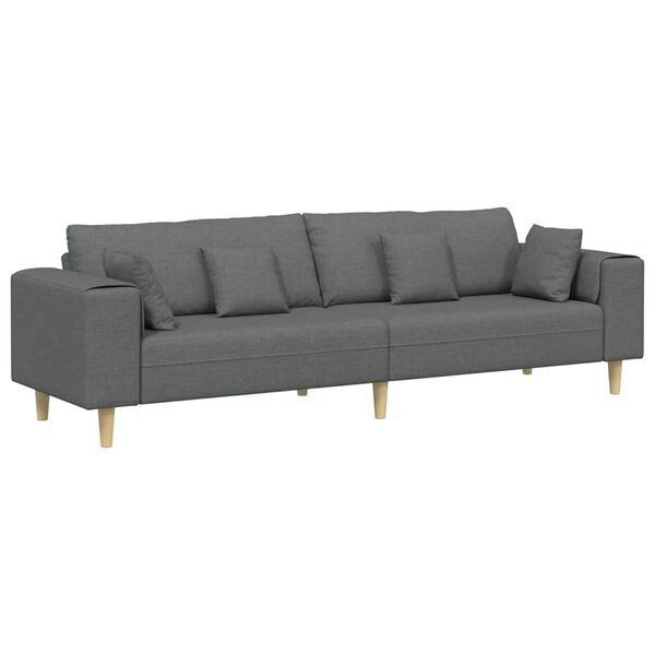 vidaXL Sofa en tissu avec coussin Gris foncé 208 cm tissu