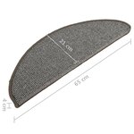 vidaXL Tapis de marches d'escalier 15 Pièces Gris 65x21x4 cm