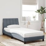 vidaXL Lit avec matelas Hanko gris foncé 90x190 cm velours