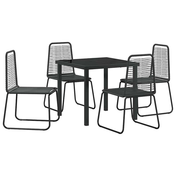 vidaXL Ensemble de salle à manger pour jardin 5 Pièces Noir