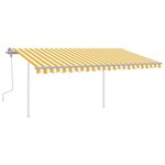 vidaXL Auvent manuel rétractable avec LED 4 5x3 5 m Jaune et blanc