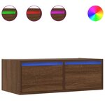 vidaXL Meuble TV avec lumières LED chêne marron 75x35 5x25 cm