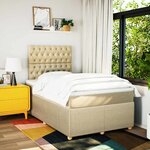 vidaXL Sommier à lattes de lit avec matelas Crème 120x200 cm Tissu
