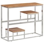 vidaXL Table console argenté acier inoxydable et bois massif d'acacia