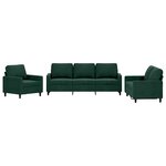 vidaXL Ensemble de canapés 3 Pièces avec coussins Vert foncé Velours
