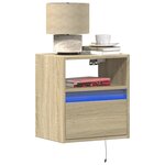 vidaXL Tables de chevet murales avec lumières LED 2 Pièces chêne sonoma