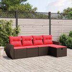 vidaXL Salon de jardin avec coussins 5 Pièces marron résine tressée