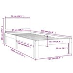 vidaXL Cadre de lit bois massif 75x190 cm petit simple