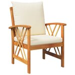 Ensemble de salon de jardin 3 pièces avec coussins en bois d'acacia massif