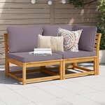 vidaXL Salon de jardin 2 Pièces avec coussins bois massif d'acacia
