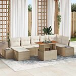 vidaXL Ensemble de canapé de jardin avec coussin 8 Pièces Beige et crème