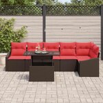 vidaXL Ensemble de canapé de jardin avec coussin 7 Pièces Marron et rouge
