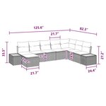 vidaXL Ensemble de canapé de jardin avec coussin 8 Pièces Noir Poly rotin