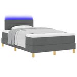 vidaXL Lit à ressort LED avec matelas Gris foncé 120 x 190 cm tissu