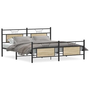 vidaXL Cadre de lit en métal sans matelas chêne sonoma 183x213 cm