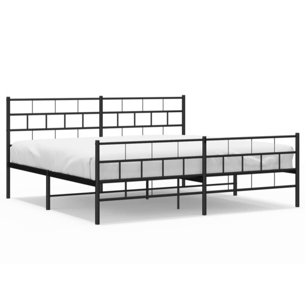 vidaXL Cadre de lit métal sans matelas avec pied de lit noir 200x200cm