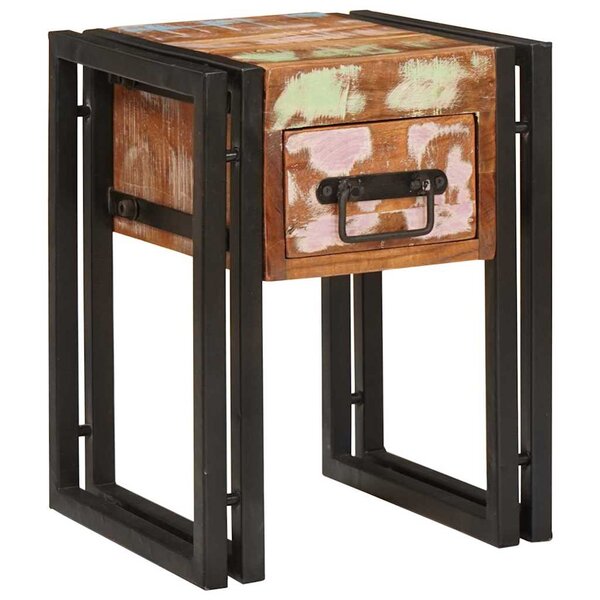 vidaXL Table d'appoint avec tiroir 30 x 30 x 40 cm Bois Recyclé Solide