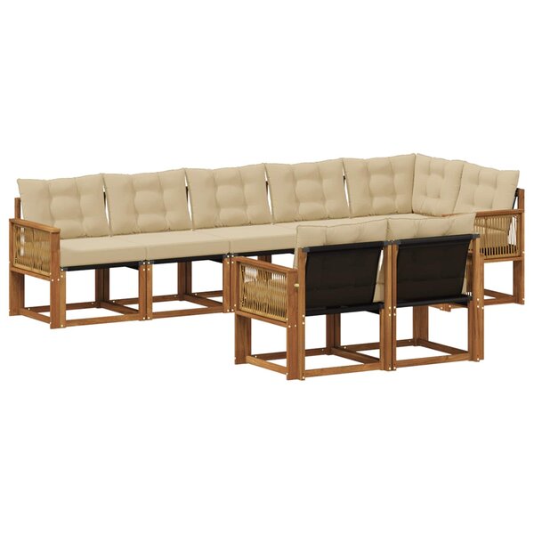 vidaXL Ensemble de canapés d'extérieur 8 pc Naturel et Beige